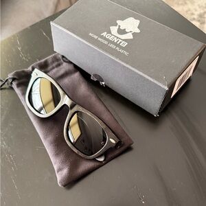 Agent 8 Black and Gray Wood Polarized Sunglasses